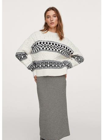 MANGO - Jacquard Knitted Sweater NATURAL WHITE