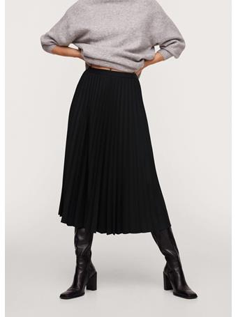 MANGO - Pleated Midi Skirt BLACK