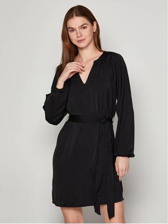 GAP - Long Sleeve Waist-Tie Mini Party Dress TRUE BLACK
