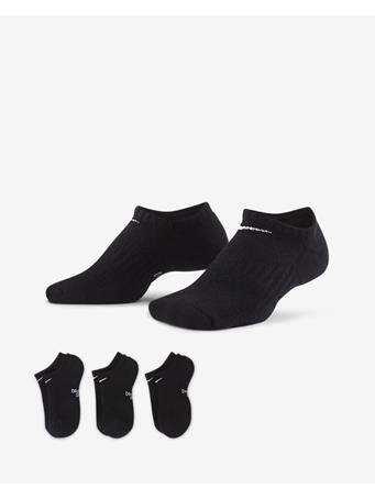 NIKE - Everyday Older Kids' Cushioned No-Show Socks BLACK WHITE