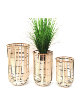 OUTDOOR - Wicker Tall Plant Stand BEIGE