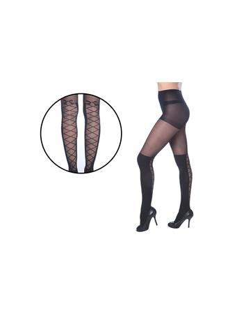 GOLDSTONE HOSIERY - Wholesale Over The Knee Lace Back Tights  BLACK