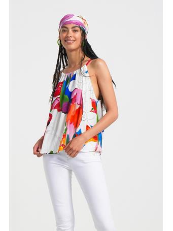 DESIGUAL - Tropical halter blouse WHITE