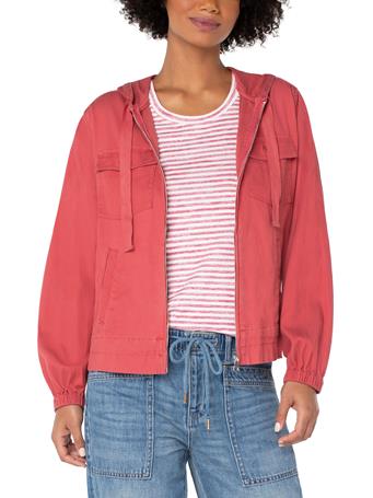 LIVERPOOL JEANS - Hooded Zip Up Jacket With Cinch Waist ROSEBUD