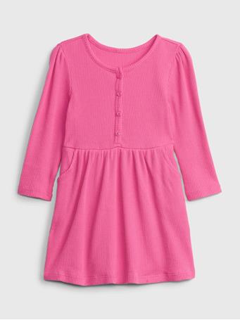 GAP - Toddler Waffle-Knit Button Dress HAPPY PINK