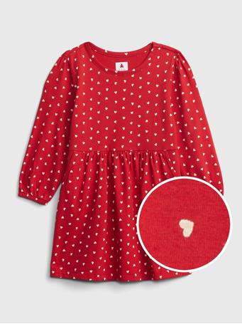 GAP - Toddler 100% Organic Cotton Mix and Match Print Skater Dress TINY HEART MODERN RED