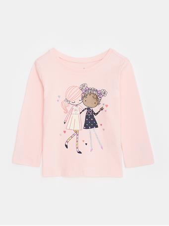 GAP - Toddler Long Sleeve Graphic Tee VALENTINE SPOT PINK