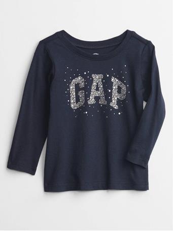 GAP - Long Sleeve Gap Logo T-Shirt BLUE GALAXY