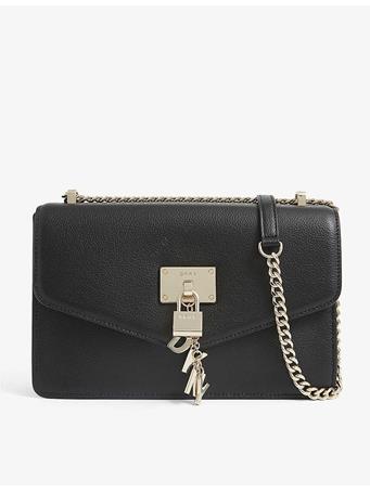 DKNY - Elissa Small Leather Shoulder Bag BLK/GOLD