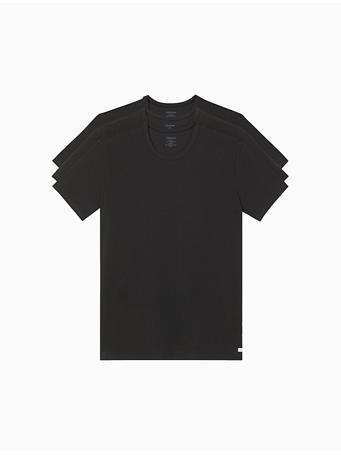 CALVIN KLEIN - Cotton Stretch 3-Pack Crewneck T-Shirt 001 BLACK