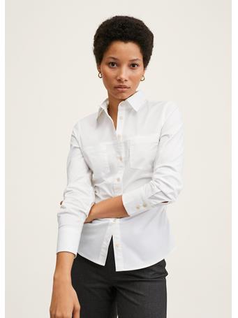 MANGO - Gathered Details Cotton Shirt WHITE