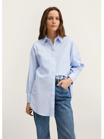 MANGO - Oversize Cotton Shirt MEDIUM BLUE