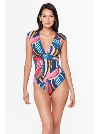 BLEU ROD BEATTIE - Absolutely Fabulous Collection, 1 Piece Cap Sleeve Swimsuit MULTI