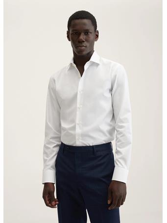 MANGO - Slim Fit Cotton Suit Shirt WHITE