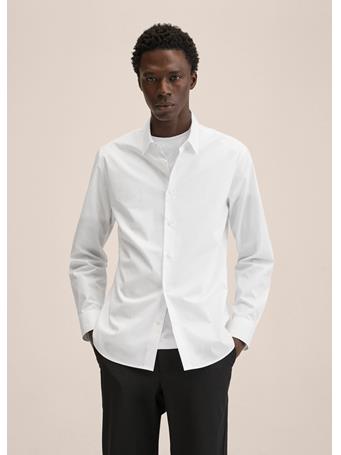 MANGO - Slim Fit Stretch Cotton Shirt WHITE