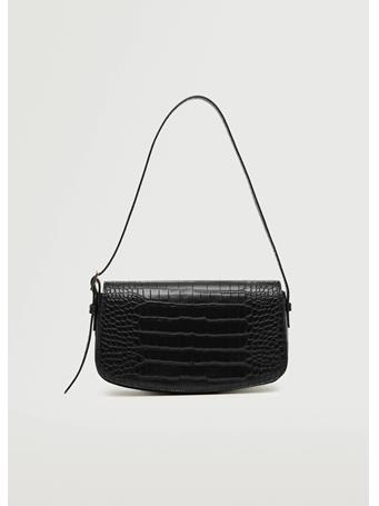 MANGO - Croc-effect Baguette Bag BLACK