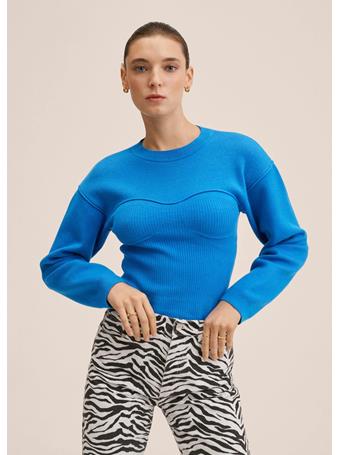 MANGO - Bra-effect Knitted Sweater BRIGHT BLUE