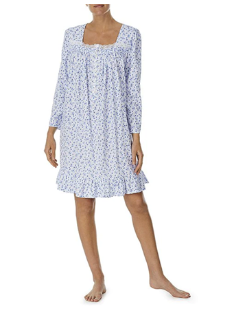 EILEEN WEST - Square Neck Jersey Nightgown 469 BLUE FLOR