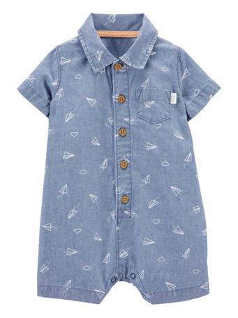 CARTER'S - Chambray Polo Romper BLUE