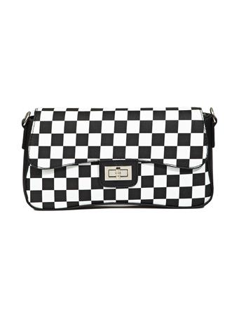 ANARCHY STREET - Checkered Pattern Rectangle Fashion Shoulder Bag BLACK/ WHITE