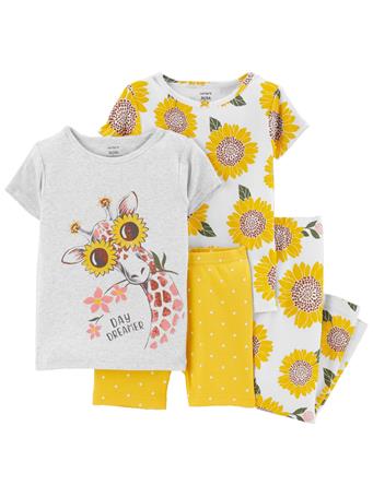 CARTER'S - 4-Piece Giraffe Sunflower 100% Snug Fit Cotton PJs YELLOW