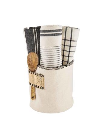 MUDPIE - Stripe Dish Towels Bucket Set GREY