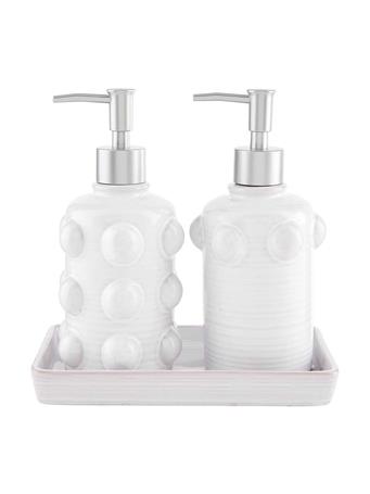 MUDPIE - Beaded Soap Set With Tray WHITE