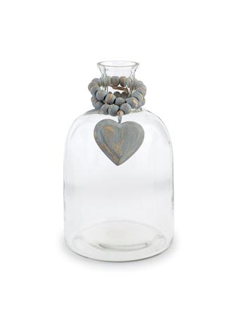 MUDPIE - Heart Bud Vase With Beads GREY