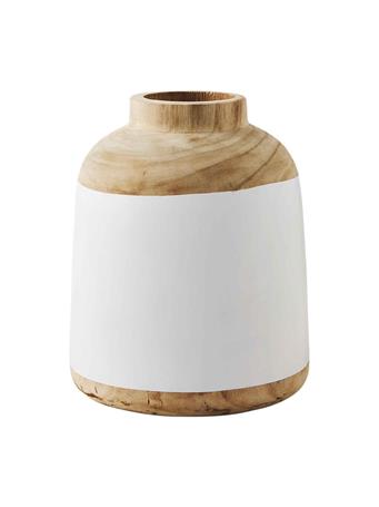 MUDPIE - Two Tone Wood Vase WHITE