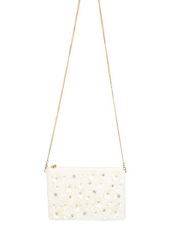 ANARCHY STREET - Floral Pearl Beaded Crossbody Bag WHITE
