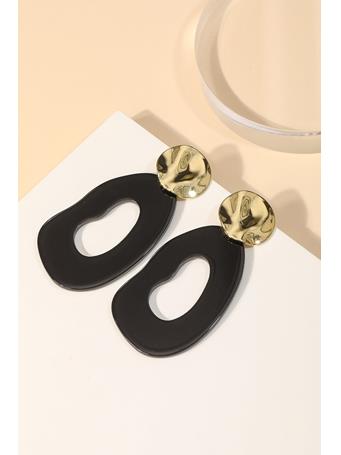 ANARCHY STREET - Flat Oval Drop Fashion Earrings BLACK