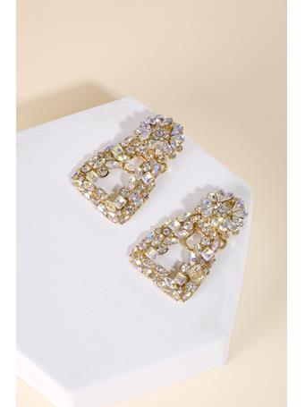 ANARCHY STREET - Floral Rhinestone Triangle Earrings GOLD
