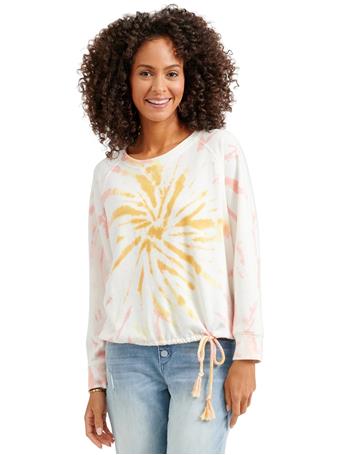 DEMOCRACY - Tie Dye Blouson Sleeve Drawstring Hem Sweatshirt SUNSHINE MULTI