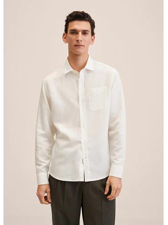 MANGO - Linen Lyocell Overshirt With Pocket OFF WHITE