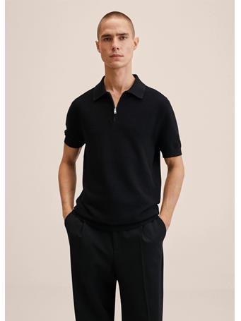 MANGO - Knitted Polo Shirt With Zip BLACK
