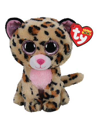 TY INC - Beanie Boo - Livie the Brown and Pink Leopard NO COLOR