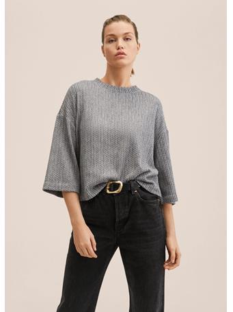 MANGO - Braid Textured Sweatshirt MEDIUM GREY