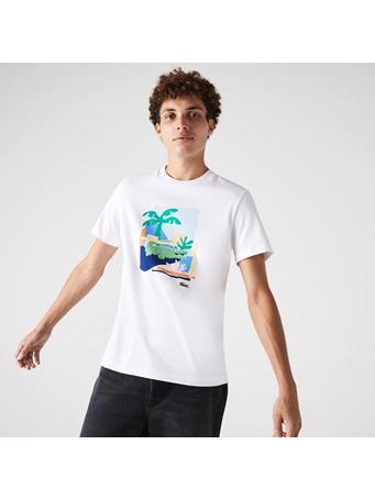 LACOSTE - Men's Print Cotton T-Shirt WHITE