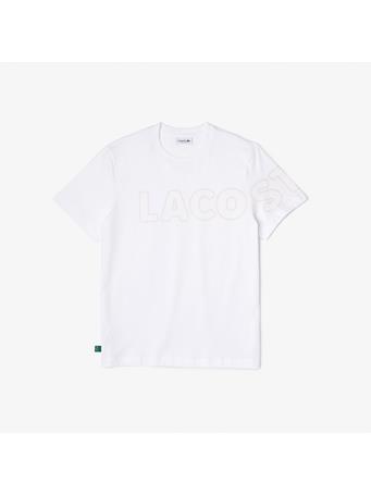 LACOSTE - Men's Heritage Branded Crew Neck Flecked Cotton T-Shirt WHITE