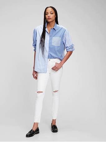 GAP - Mid Rise True Skinny Jeans with Washwell WHITE DESTROY