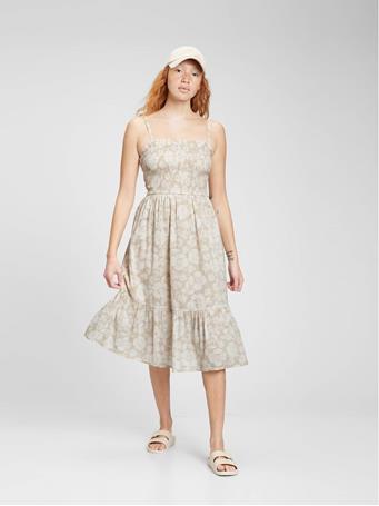 GAP - Smocked Midi Dress BEIGE FLORAL WPH916-E