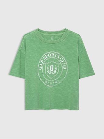 GAP - Teen 100% Organic Cotton Boxy Graphic T-Shirt MINERAL GREEN