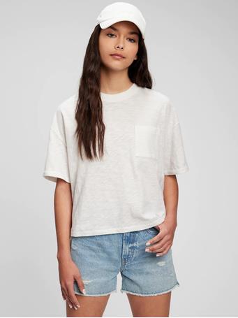 GAP - Teen 100% Organic Cotton Pocket T-Shirt NEW OFF WHITE