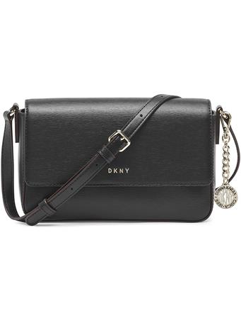 DKNY - Bryant Leather Medium Flap Cross Body Bag BLCK/GOLD