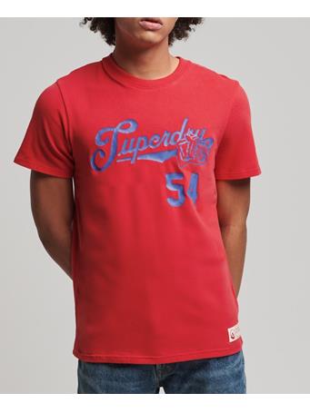 SUPERDRY - Vintage Script Style Collegiate T-Shirt DROP KICK RED