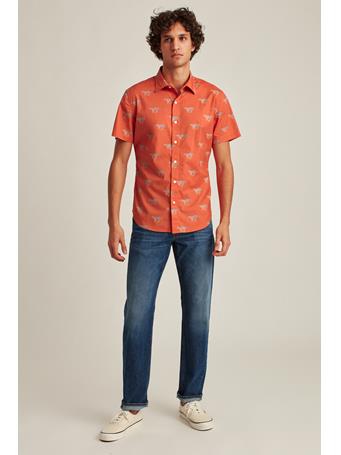 BONOBOS - Stretch Riviera Short Sleeve Shirt TIGER PRINT ORANGE