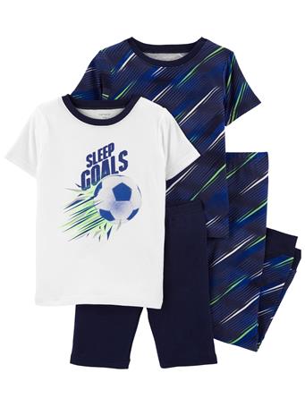 CARTER'S - 4-Piece Soccer 100% Snug Fit Cotton PJs BLUE