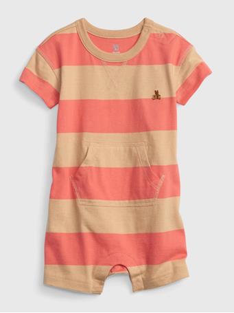 GAP - Baby Rugby Stripe Shorty One-Piece CORAL
