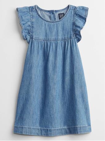 GAP - Toddler Denim Ruffle Dress MED WASH BLUE