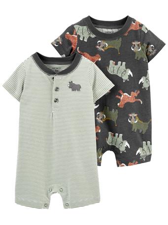 CARTER'S - 2-Pack Animal Rompers GREY